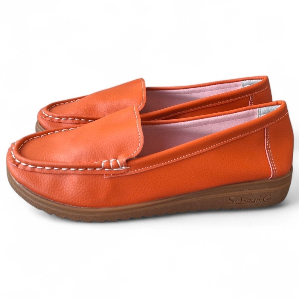 Solsagn.G Slip On Orange Moccasins Women's Shoes Size 40 (8)) NWOT - Picture 4 of 8